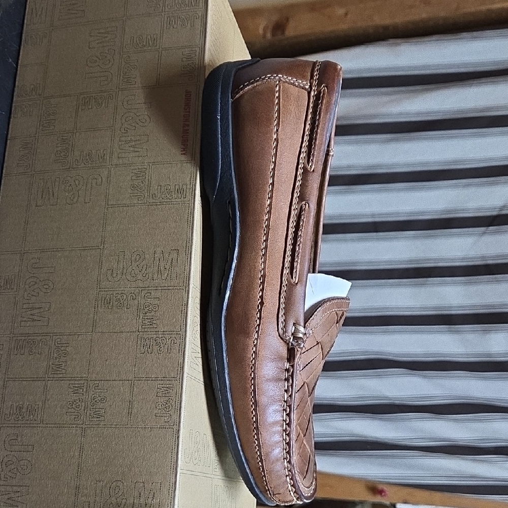 J&M Brown Leather Slip-On Loafers